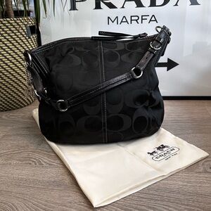 [PZ031] COACH SIGNATURE LARGE HOBO SHOULDER BACK IN BLACK